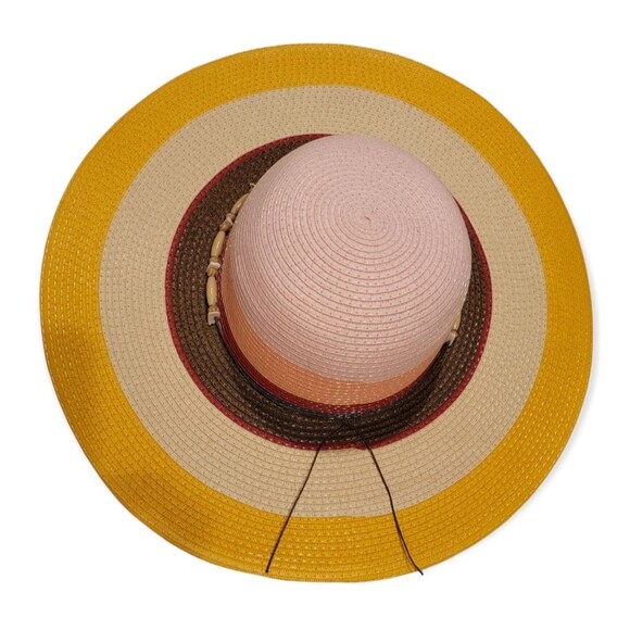 CGONZALES Women\'s floppy sun Beach Straw Hat Wide Brim Wooden Beads Ribbon Hat main image 4